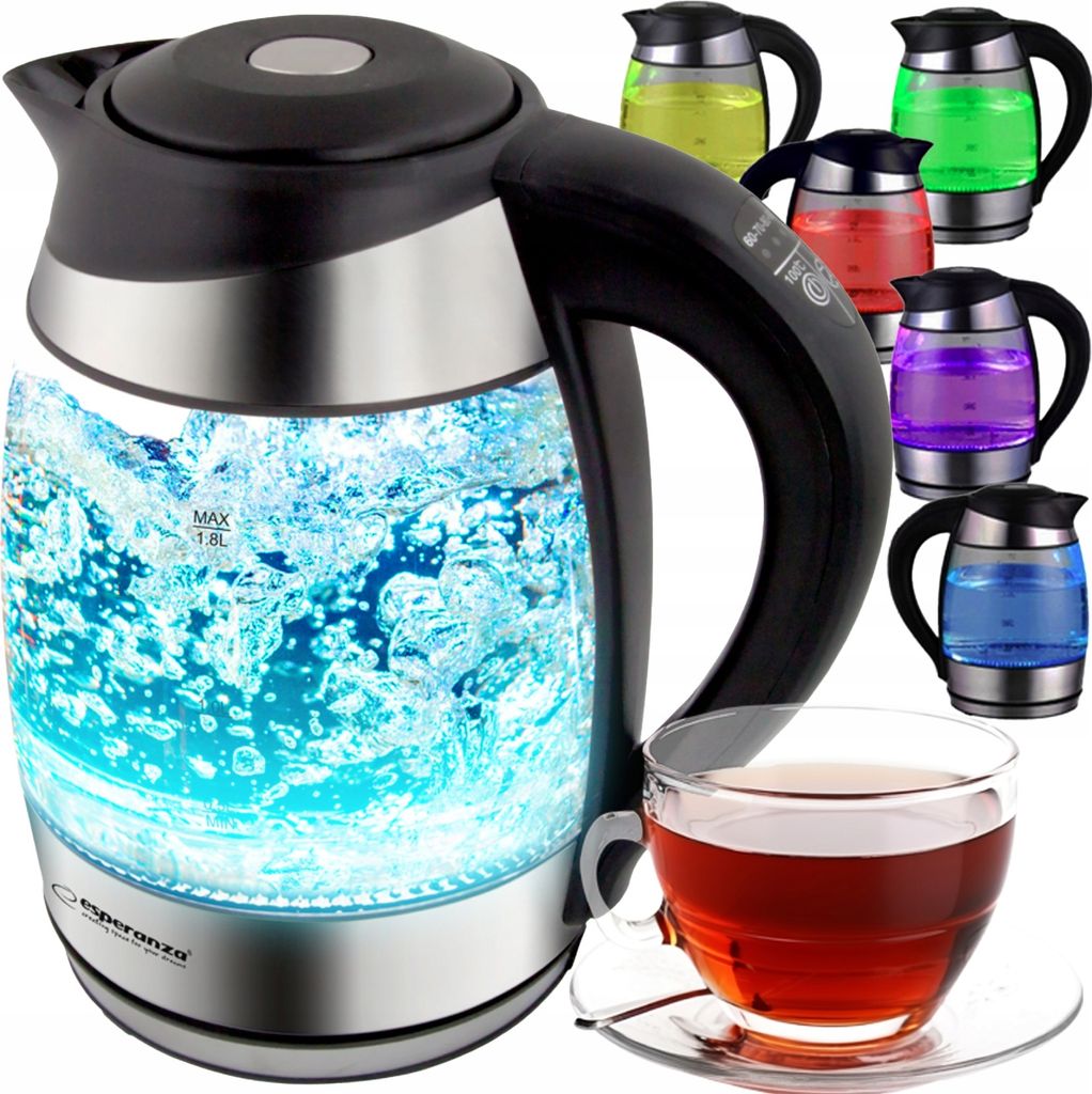 Led Glas-Wasserkocher 1,7L Mit Temperaturregelung 5 Farben