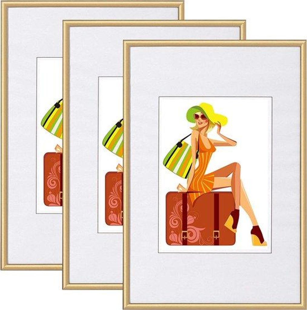 Fotolijstjes Goud Set van 3, Glazen ruit 28x35cm, BR9863gd-3