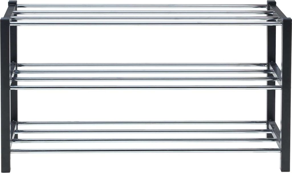 Schuhregal - Schwarz - Chromfarben - MDF - Metall - 80 x Produktbild 4
