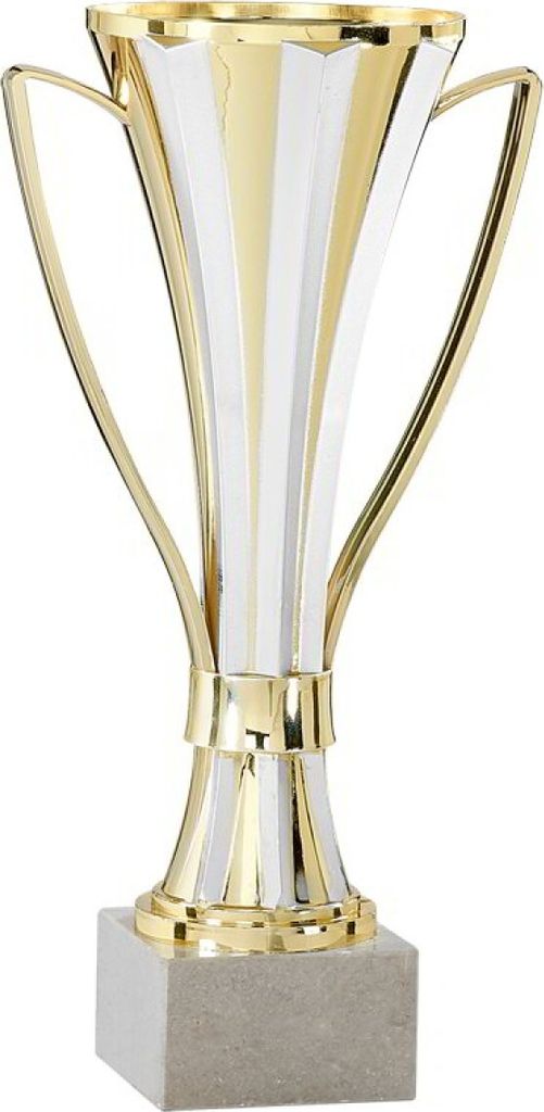 Pokal gold/silber aus Kunststoff mit Marmorsockel Pokalgröße - 22 cm