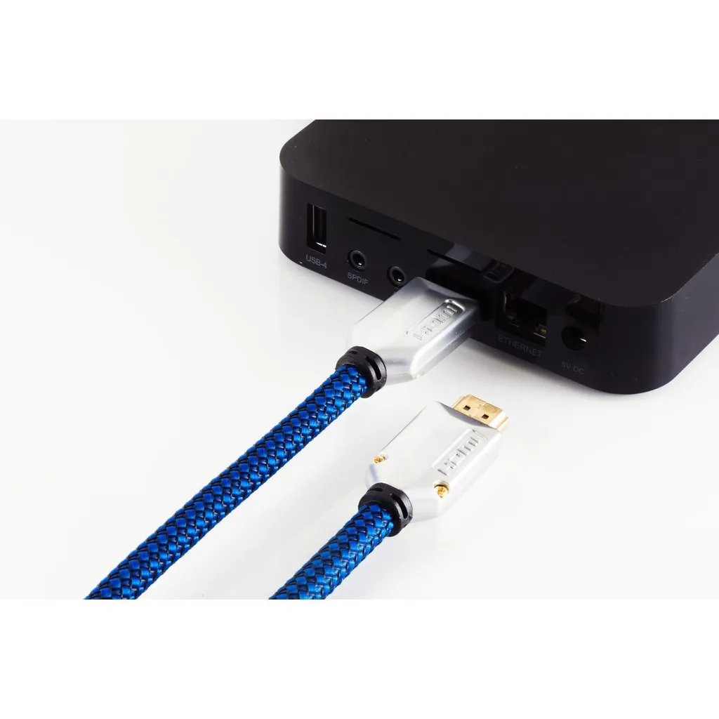 Câble vidéo HDMI haute vitesse 5 mètres avec fiches en métal noir mat