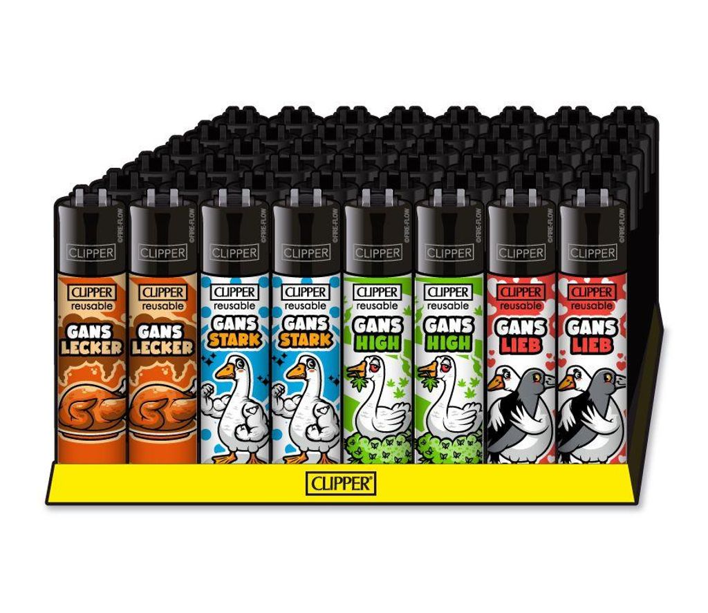 48x Clipper Reibrad Feuerzeug | Gänse | nachfüllbar Produktbild 