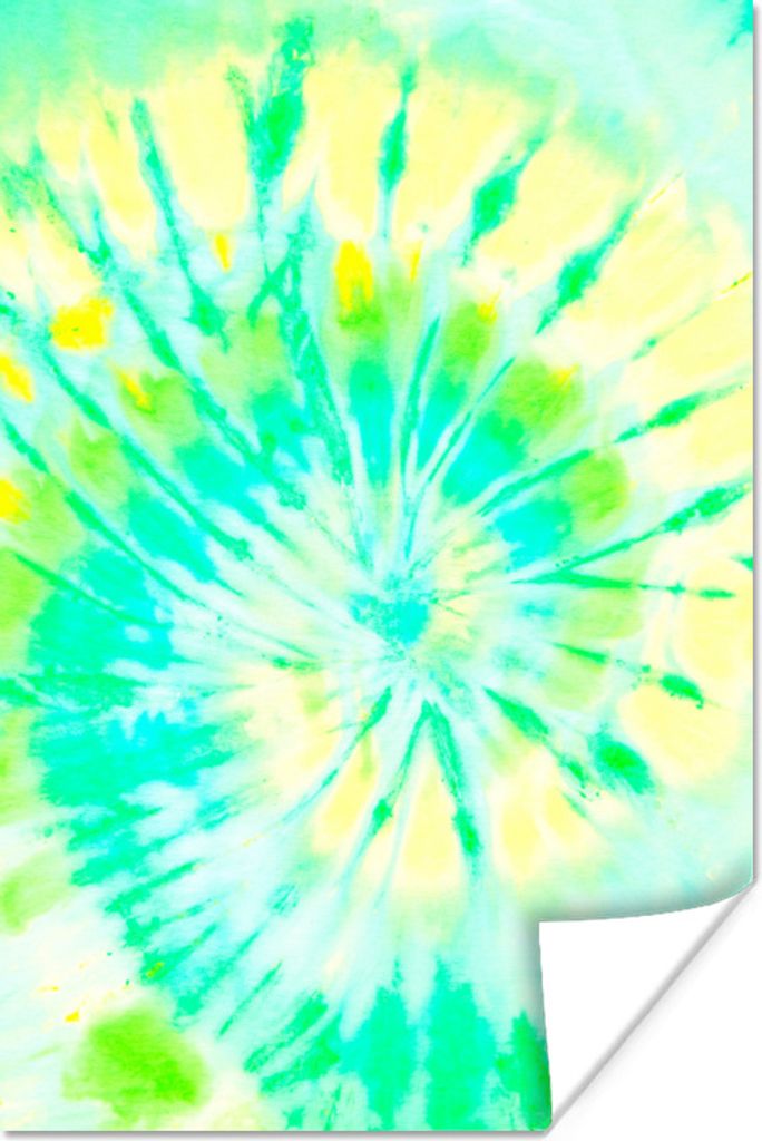 MuchoWow Poster Krawattenfärbung - Sommer - Grün - Gelb 80x120 cm - Papierdruck