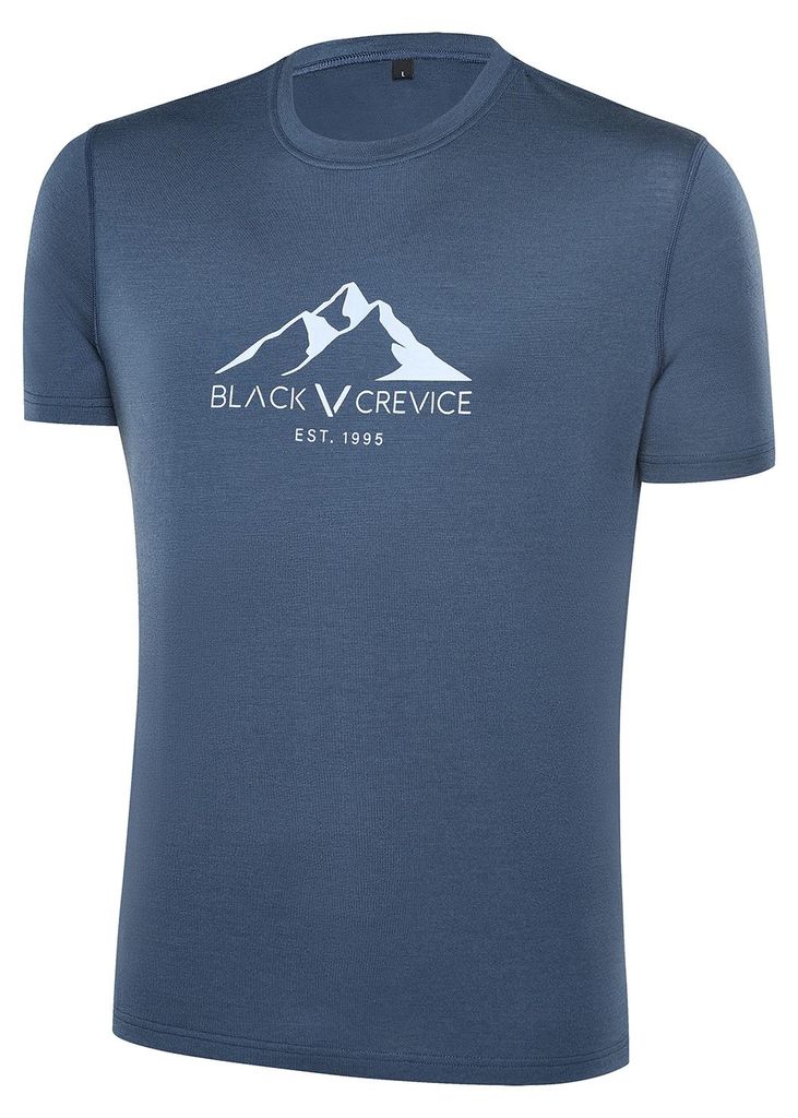 BLACK CREVICE - Herren Merino T-Shirt | Farbe: Bering Sea | Größe: L