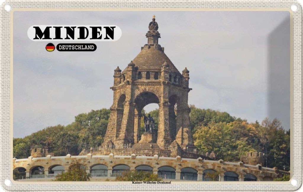vianmo Blechschild 20x30 cm Minden Kaiser-Wilhelm-Denkmal Bildmotiv Reisemotiv Abenteuer Reisen Urlaub