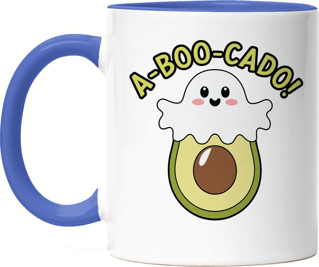A-Boo-Cado Avocadomotiv Tasse Blau Geschenkidee Halloween Geist Gemüse
