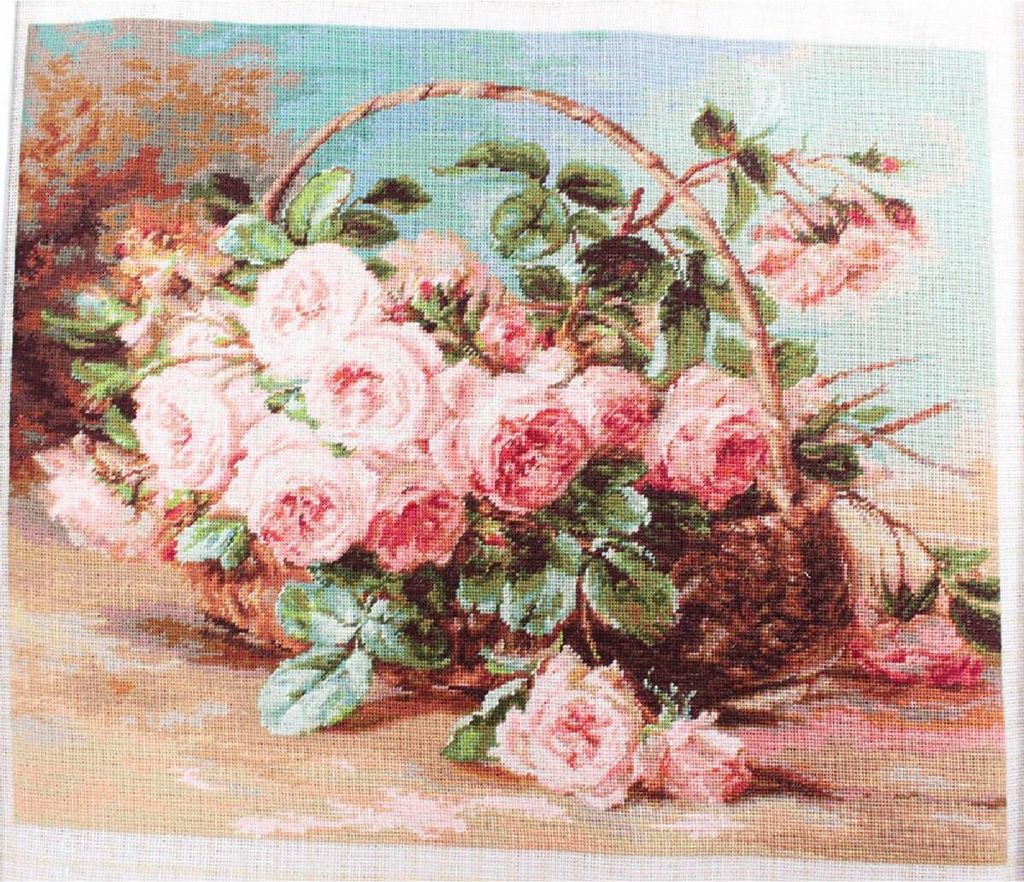 Luca-S Gobelin Set "Korb mit Rosen", Zählmuster, 30x24cm