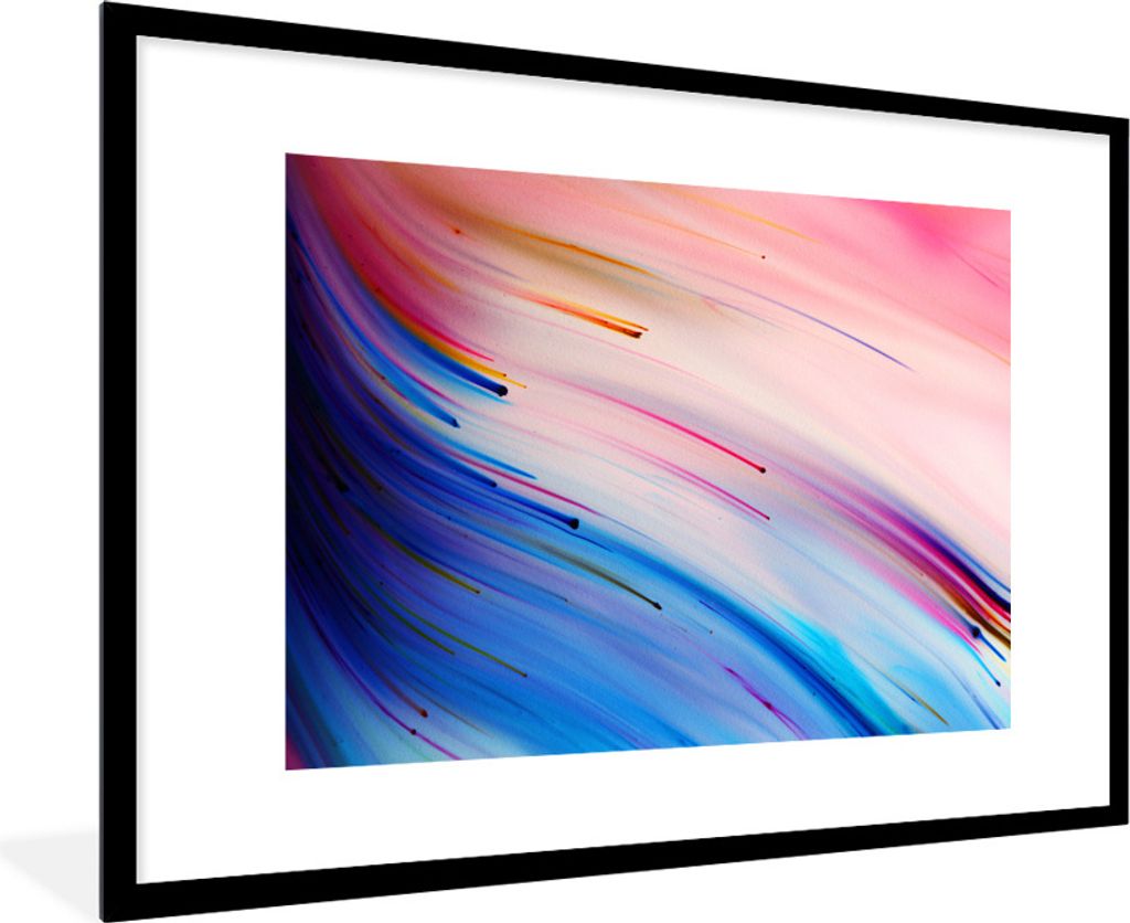 MuchoWow Gerahmtes Poster Abstrakt - Regenbogen - Färben 90x60 cm - Poster mit Schwarzem Bilderrahmen Wandposter Rahmen Foto Bilder - Wanddekora...