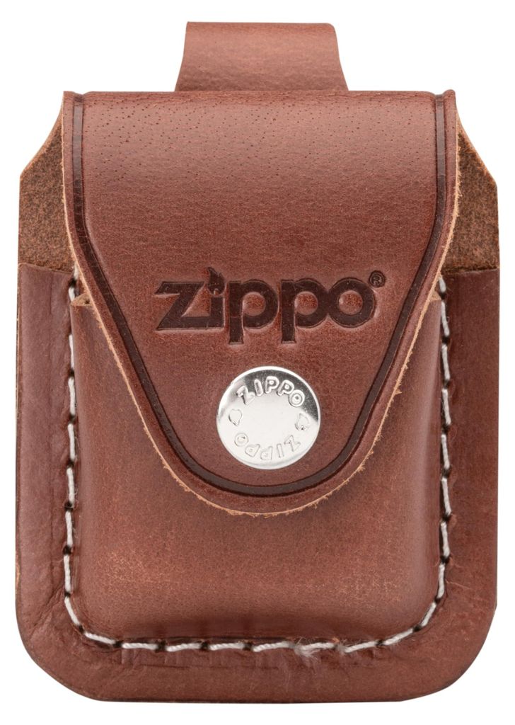 Elegante estuche de cuero Zippo en color marrón con clip Imagen del producto 