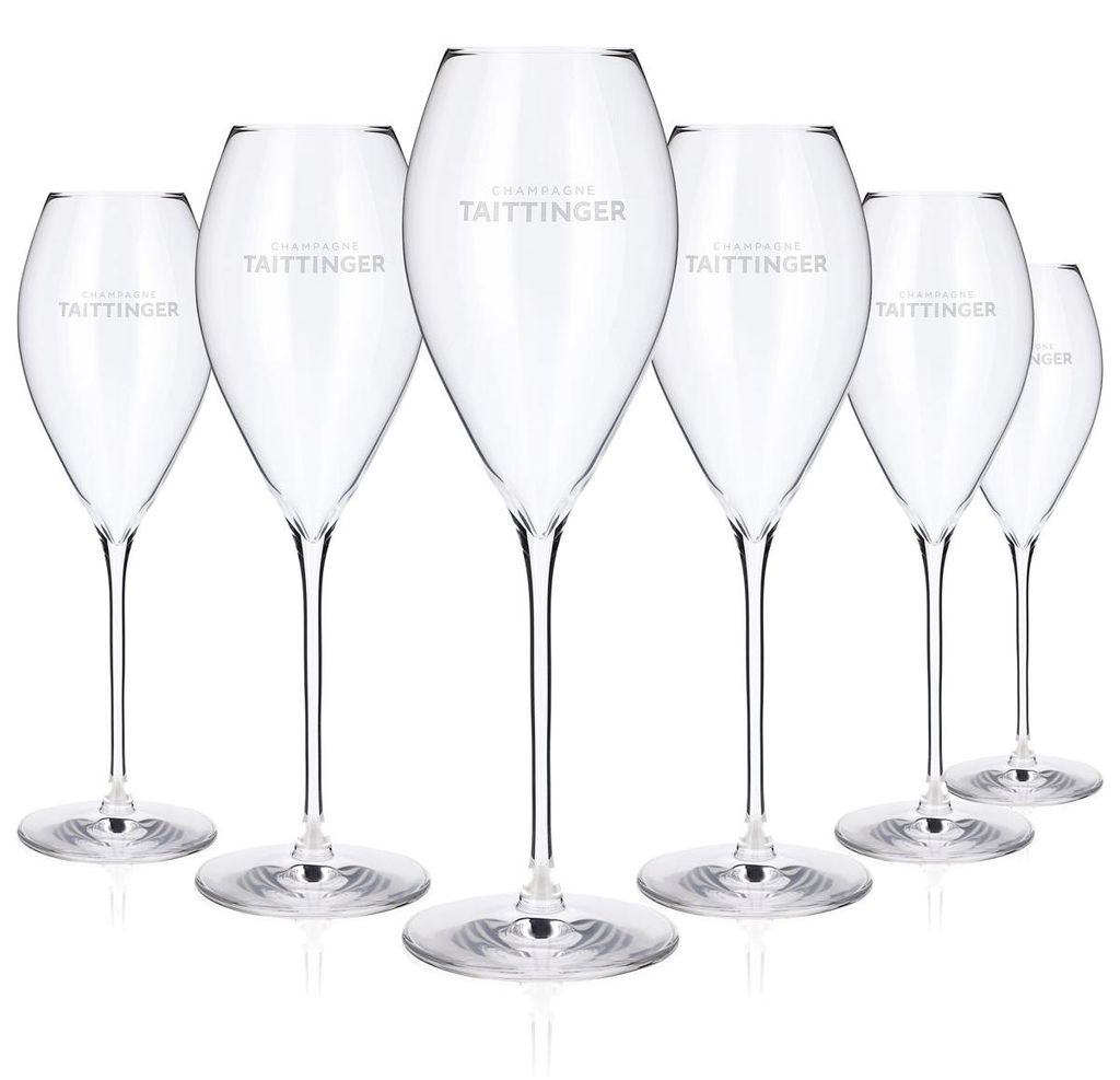6x Taittinger Champagner Glas Flöte Sektglas Champusglas Produktbild 