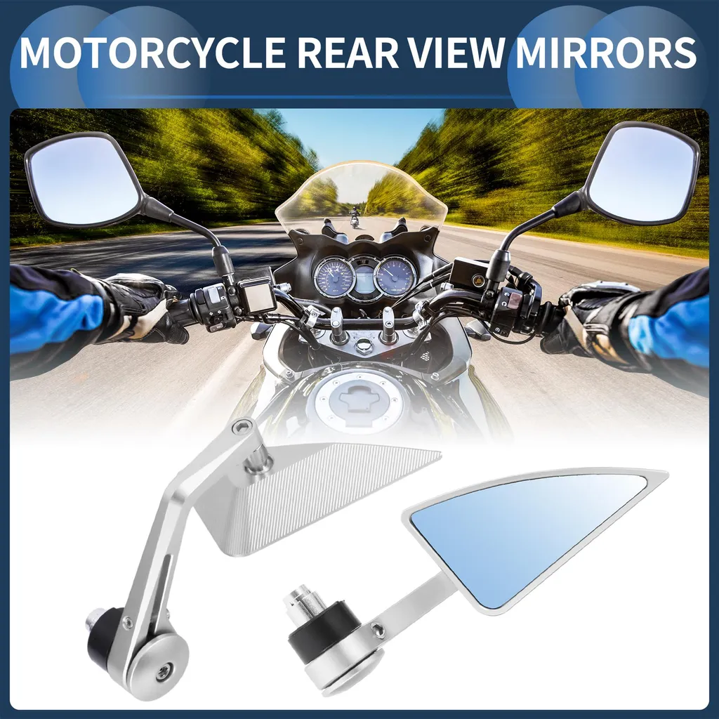 Rétroviseurs Embout de Guidon Moto Triangle Argentés Miroir Antireflet