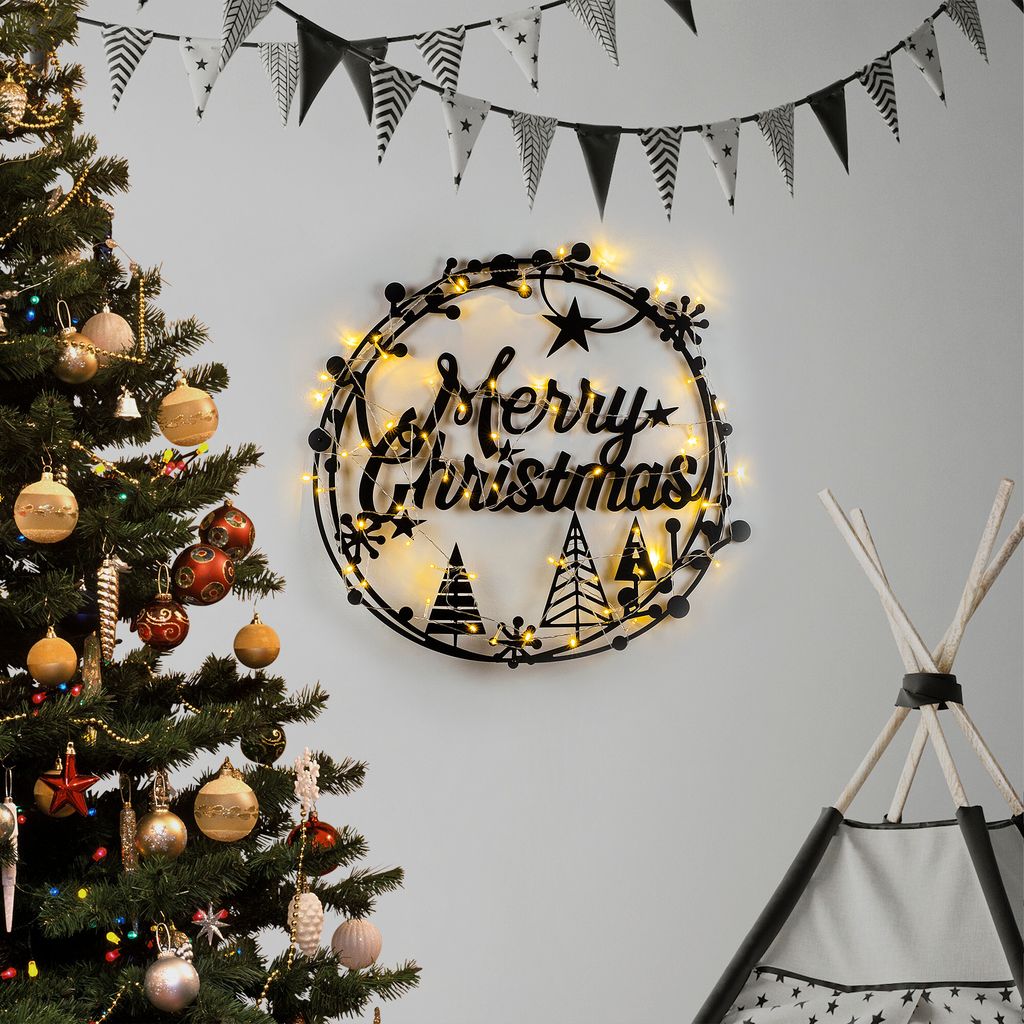 Wallity, XMASBLACK - 021, Wandskulptur, Schwarz, 100 % METALL, 60 x 72 cm