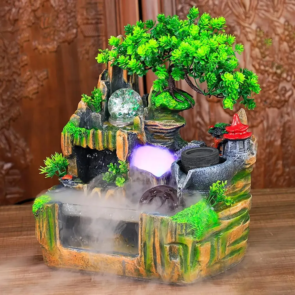 Fontaine de table décorative avec boule de verre et éclairage LED doux - 2