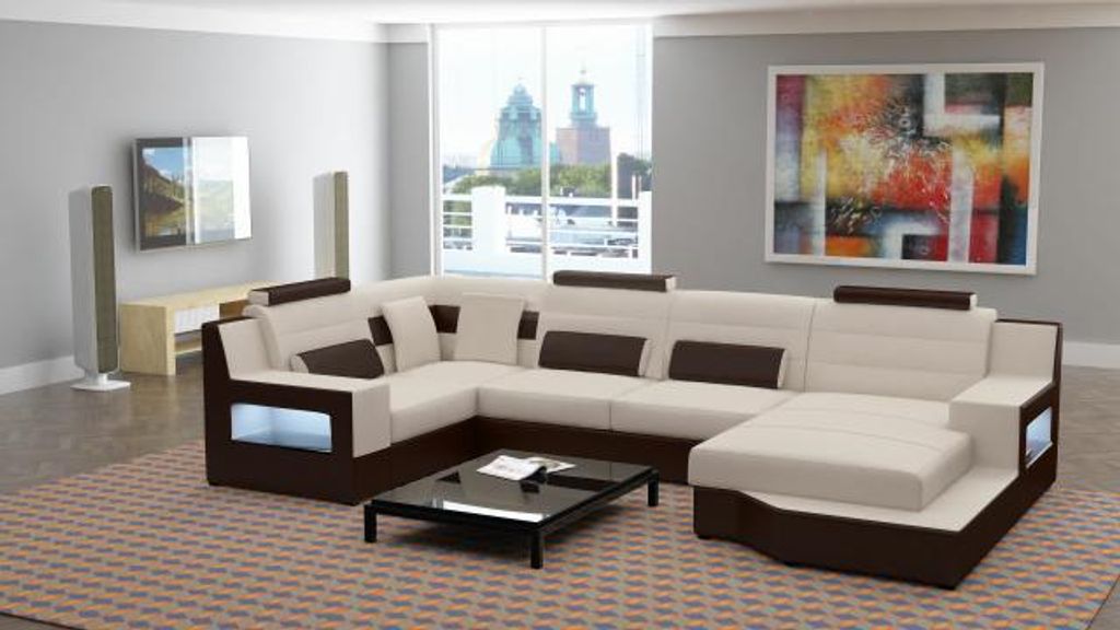 Designer Wohnlandschaft Couch Sofa Polster Eckcouch Garnitur Ledersofa Couchen