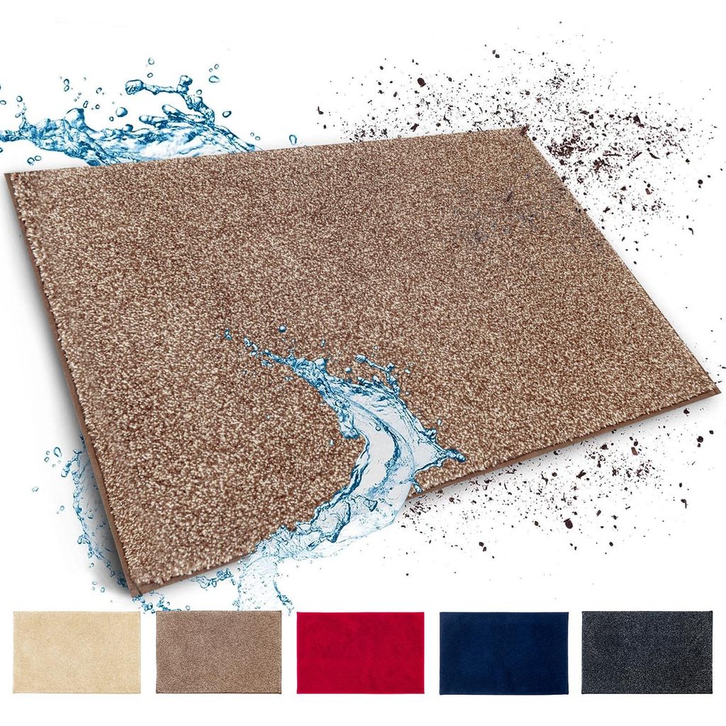 Floordirekt Schmutzfangmatte Nasa, rechteckig, 14 mm hoch, waschbar bei 30 Grad, wasserabsorbierend, Fußmatte für den Eingang – Braun, 86x150 cm