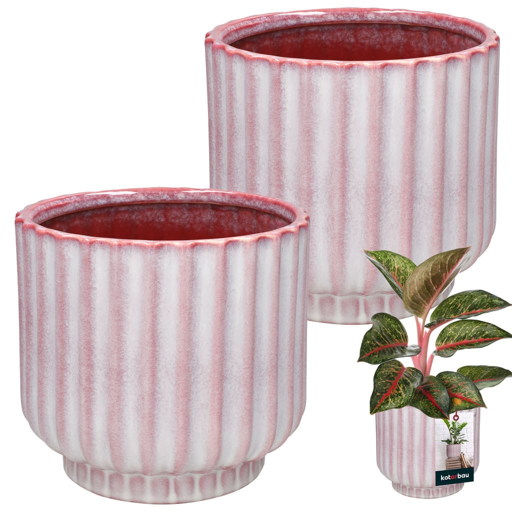 KOTARBAU® Blumentopf Rosa Keramik rund ⌀ 13 cm Höhe 14 cm Produktbild 