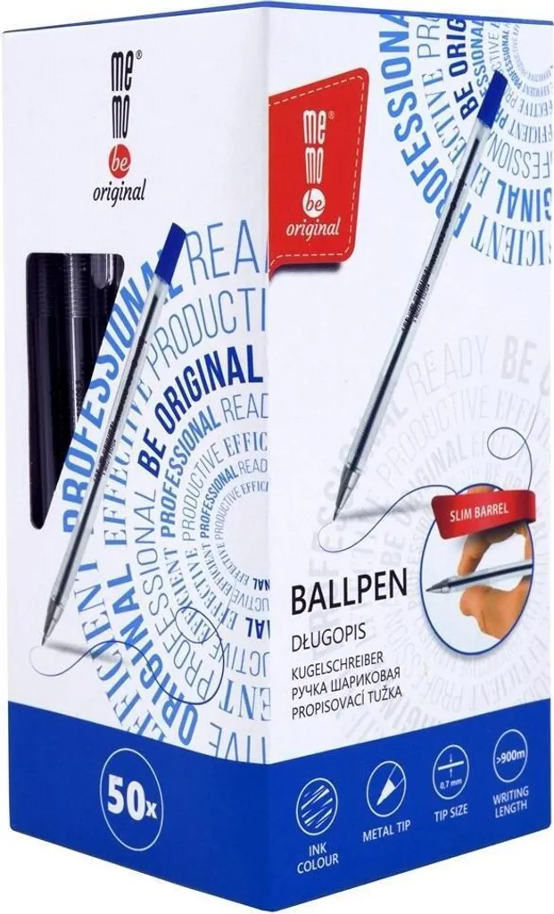 Penna a Sfera MemoBe Blu 0.7 mm 50 Pezzi | Stock Ufficio Scorrevole