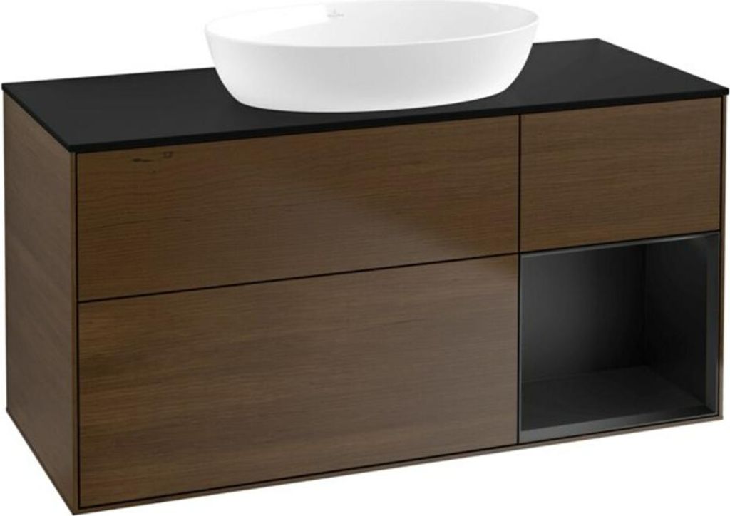 V&B Waschtischunterschrank Finion 120cm, Pl bla m, Reg bla m Lac, wal ven