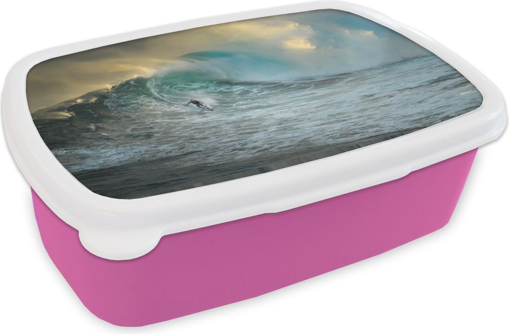 KitchenYeah Lunchbox Brotzeit Brotdose 17x11 cm Surfer auf großen Wellen Kinder Brotzeitdose - Lunchpaket - Brotkasten - Sandwich Box