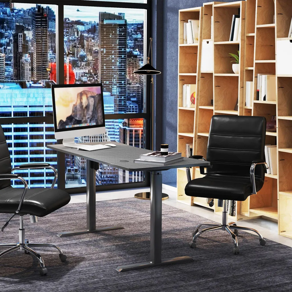 VA-Cerulean scrivania regolabile in altezza 140 x 60 cm scrivania per computer in piedi, scrivania da gioco scrivania per ufficio scrivania per computer portatile scrivania con vassoio per la gestione dei cavi e gancio per le cuffie (nero) - 9