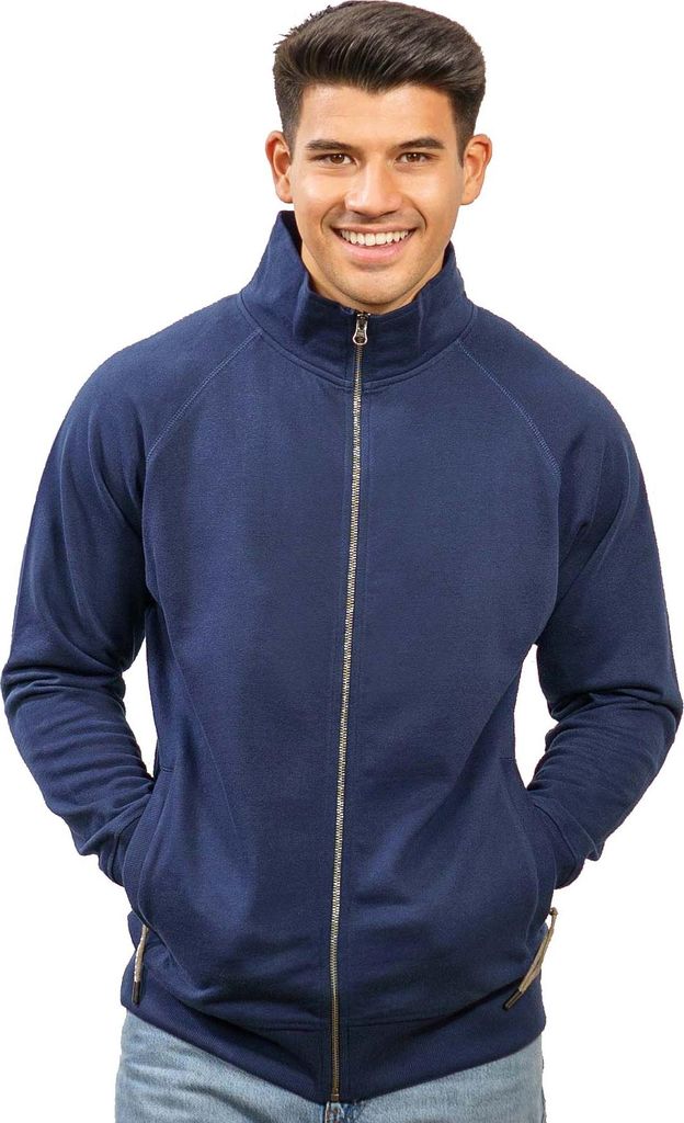 Mivaro Herren Sweatjacke ohne Kapuze aus 100% Bio Baumwolle Regular Fit mit Stehkragen Reißverschluss und Taschen weiches Fleece innen nachhaltig ...
