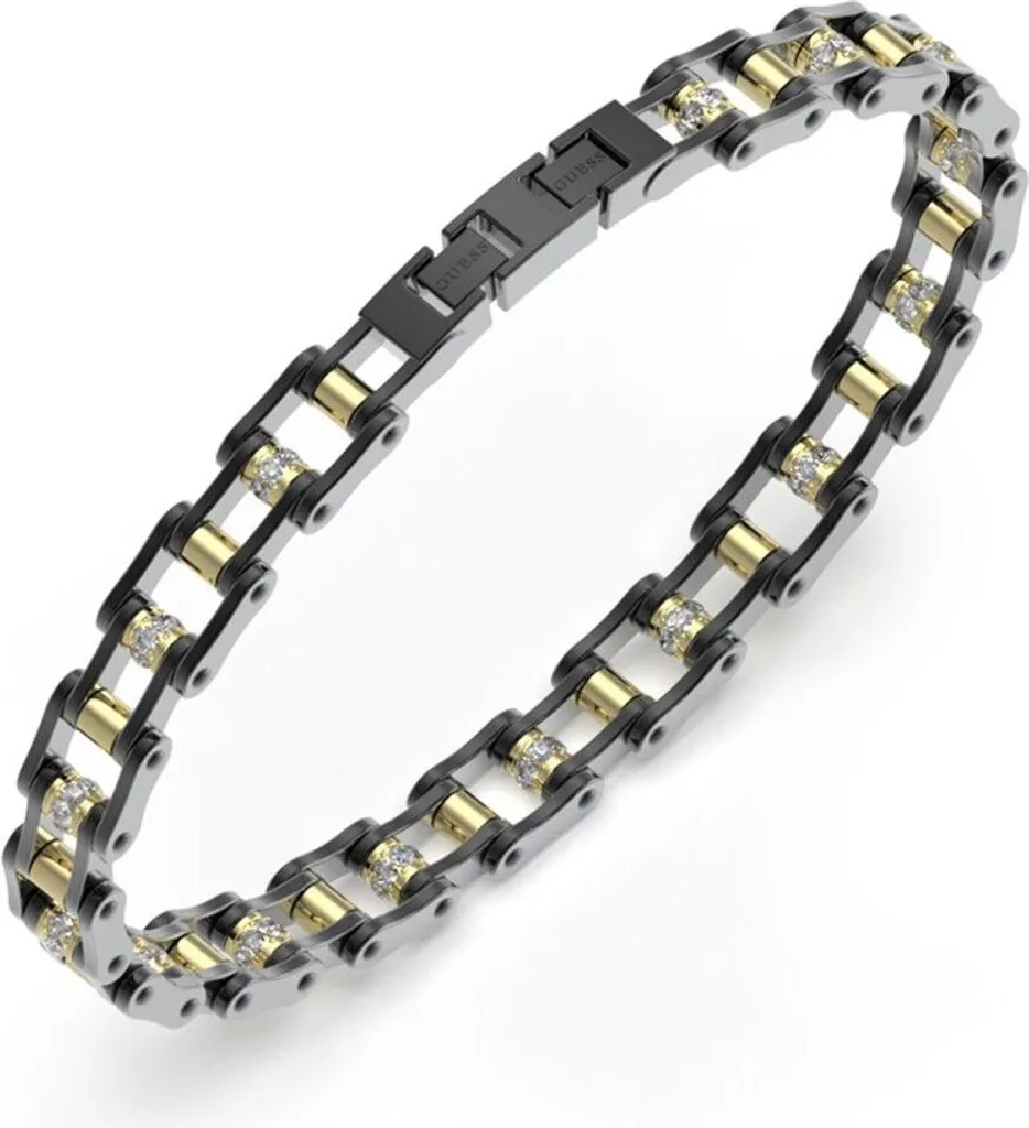 Guess JUMB04410JWYGGMT-U Bracciale Uomo Catena Bici Oro e Grigio