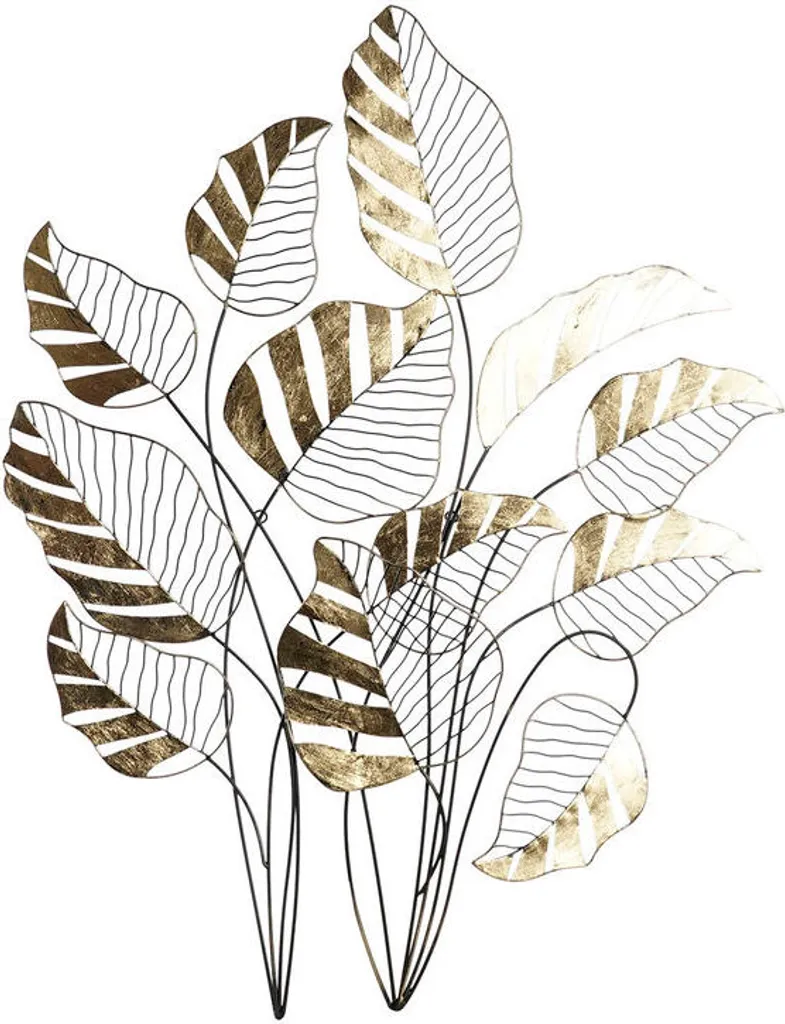 Décoration Murale DKD Home Decor Noir et Or Feuille de Plante 77x103 cm