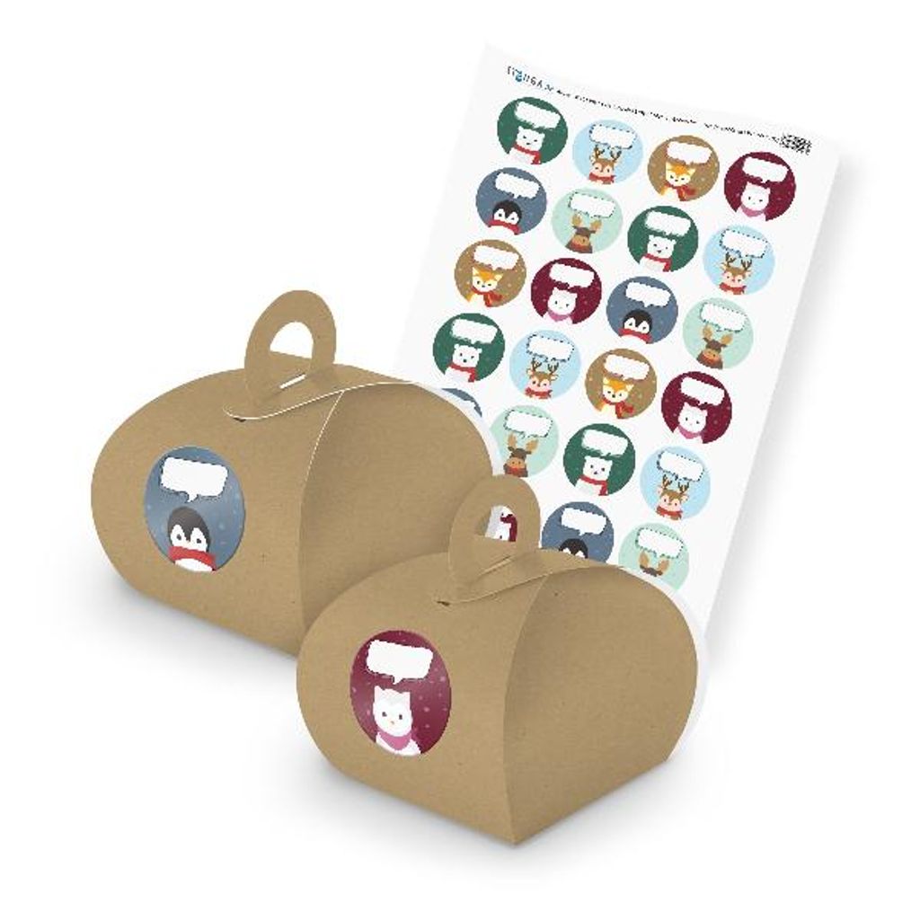itenga SET Weihnachten Tiere Sprechblasen Mix (Motiv 57) 24x Geschenkschachtel m