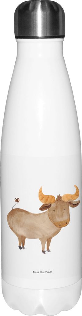 Mr. & Mrs. Panda Thermos Sternzeichen Stier - Weiß - Geschenk, Getränkeflasche, Aszendent, trinkflaschen, Sportflasche, Geburtstag Mai, Trinkflas...