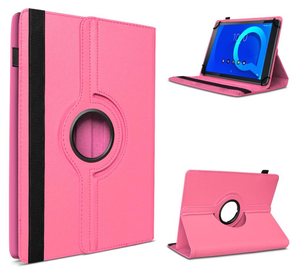 Tablet Hülle für Telekom T Tablet Tasche Schutzhülle Case 360 Grad Drehbar CoverFarbe 360 Uni:Pink