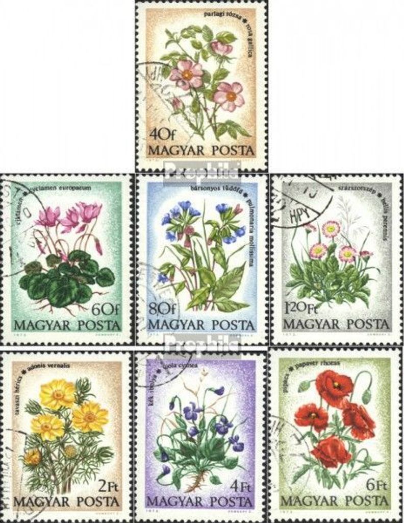 Briefmarken Ungarn 1973 Mi 2887A-2893A (kompl.Ausgabe) gestempelt Feldblumen