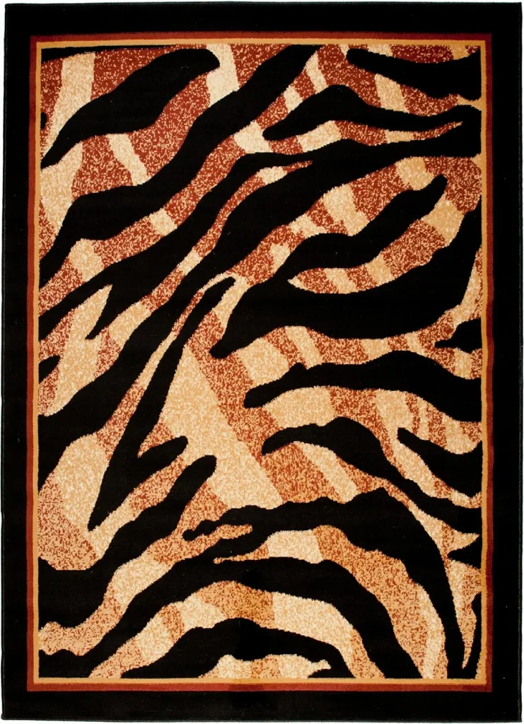 Tapis ATLAS Moderne Motif Tigre Marron et Beige - Format 60 x 100 cm