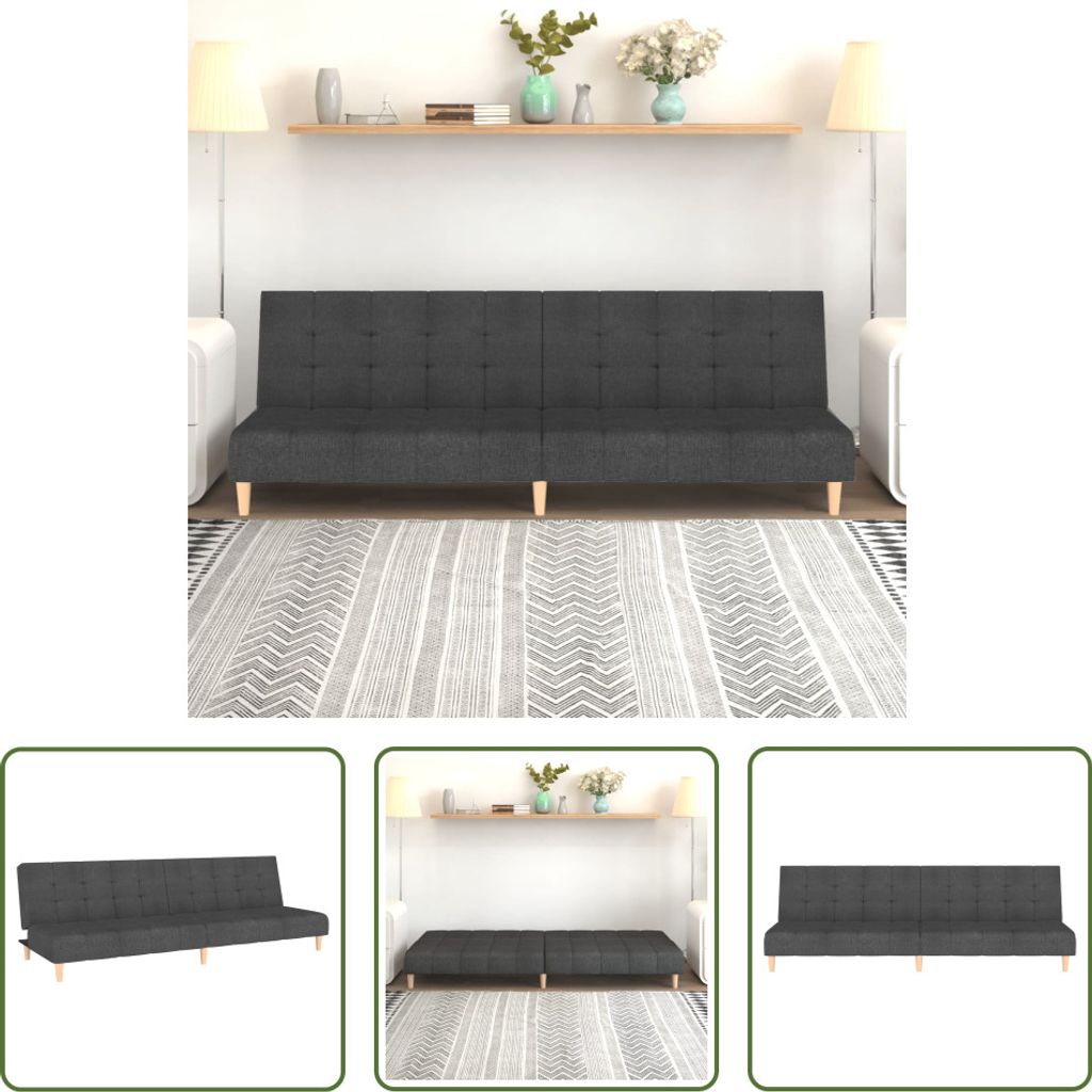 The Living Store Schlafsofa 2-Sitzer Dunkelgrau Stoff