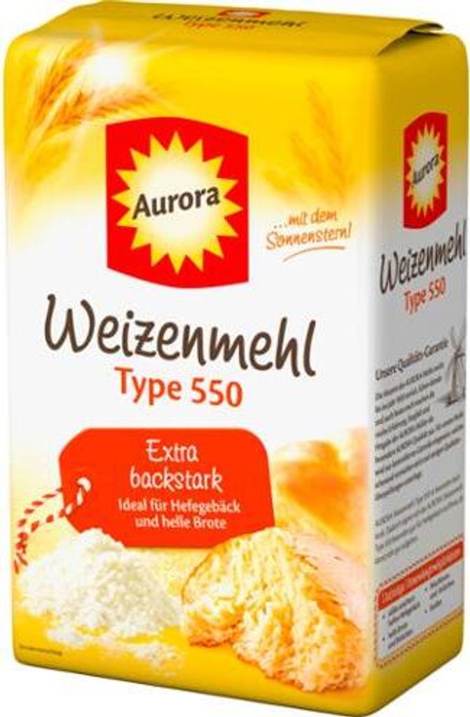 Aurora Weizenmehl Type 550 extra backstark mit dem Produktbild 