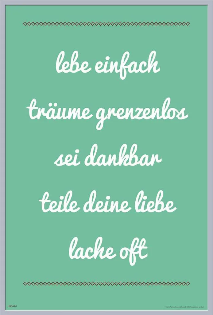 Affiche de motivation Shinsuke® Maxi avec cadre argenté et vitre acrylique
