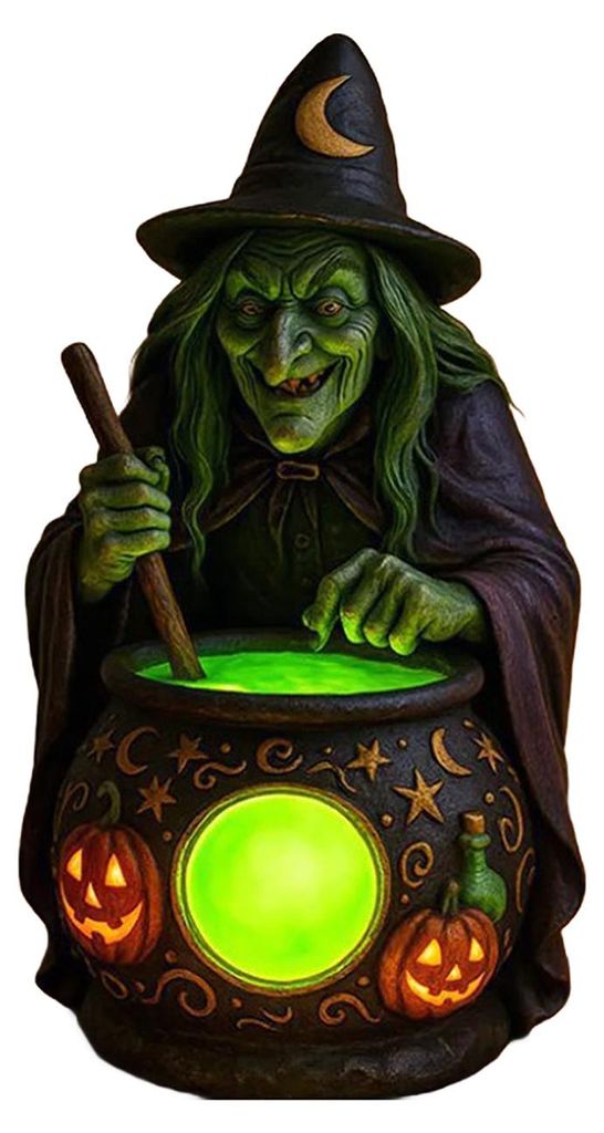 Halloween-Hexenkessellampe mit unheimlich grünem LED-Licht, gruselige Hexenbraukessellampe für Wohnzimmer, Schlafzimmer und Büro