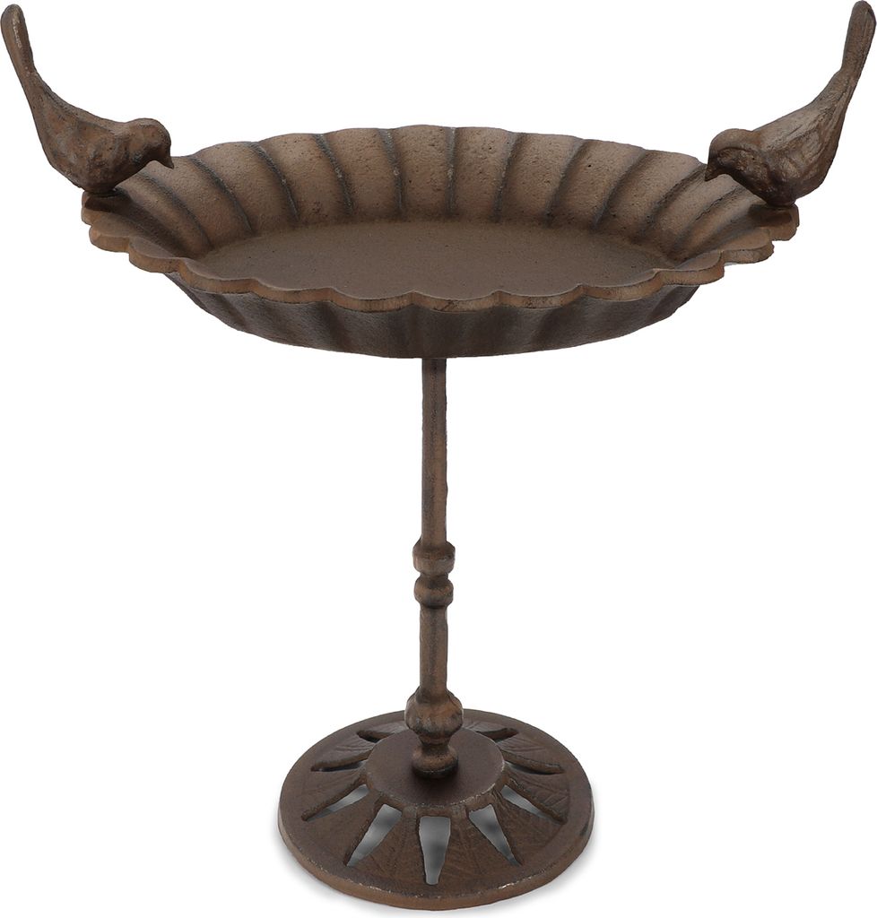 WILDLIFE HOME Vogeltränke stehend I Vogeltränke 41cm hoch mit Standfuß Garten, Balkon I Vogelbad frostsicher aus Gusseisen, Wassertränke für V...