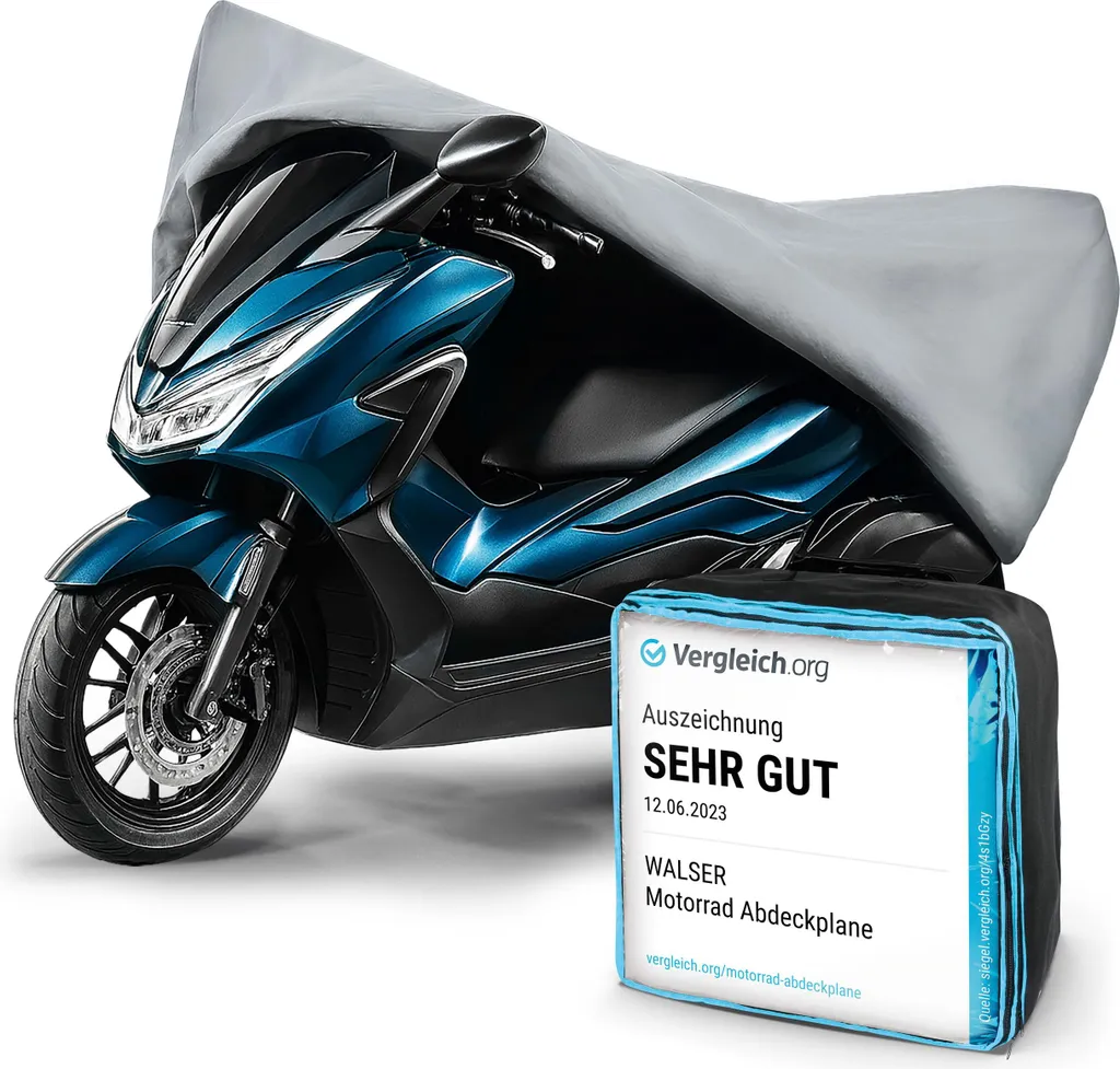 Housse Moto XL WALSER Étanche en PVC Robuste Grise - 255x110x135 cm