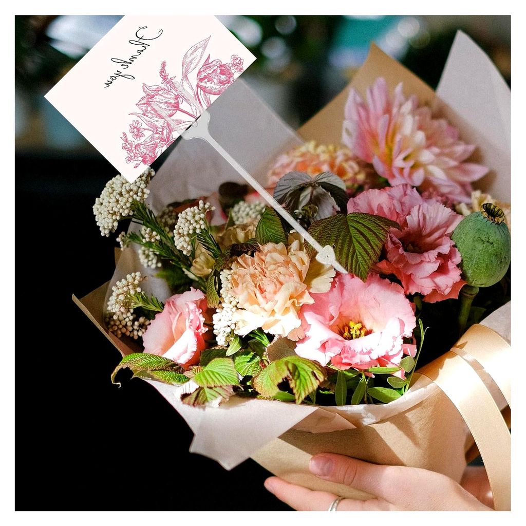 Transparenter Kartenhalter aus PP für Blumenarrangements, 80 Stück pro Beutel, geeignet für Hochzeiten und selbstgemachte Blumenstraußdekoration