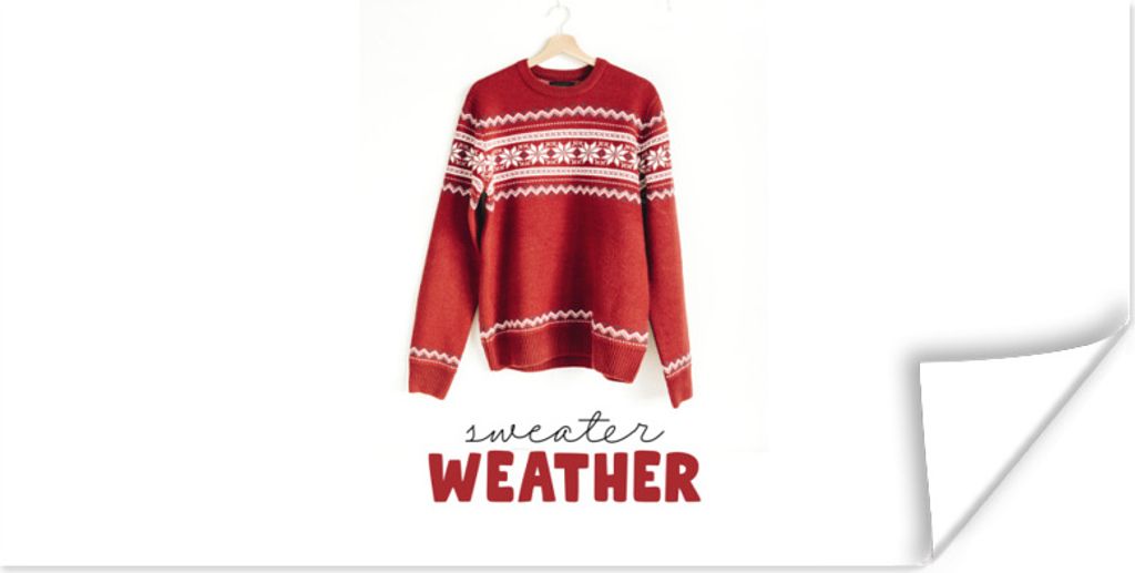 MuchoWow Poster Weihnachtspulli - Rot - Winter 80x40 cm - Wanddeko