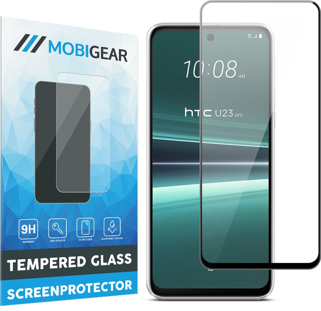 Mobigear Premium HTC U23 Pro Panzerglas Gehärtetes Glas Displayschutz - Hüllenfreundlich - Schwarz