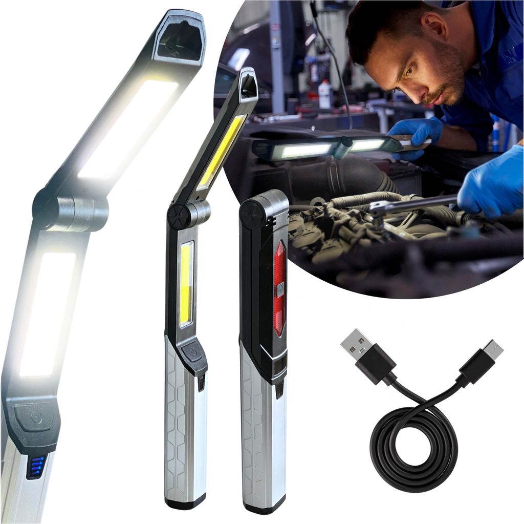 Wiederaufladbare Große 4-in-1 Werkstatt-Taschenlampe mit Magnet Camping LED-Licht Werkstattlampe, Powerbank BLIXTAR