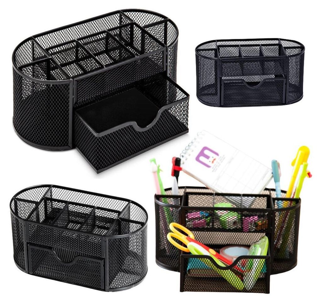 Büro Organizer Metall Box mit Schublade Schwarz