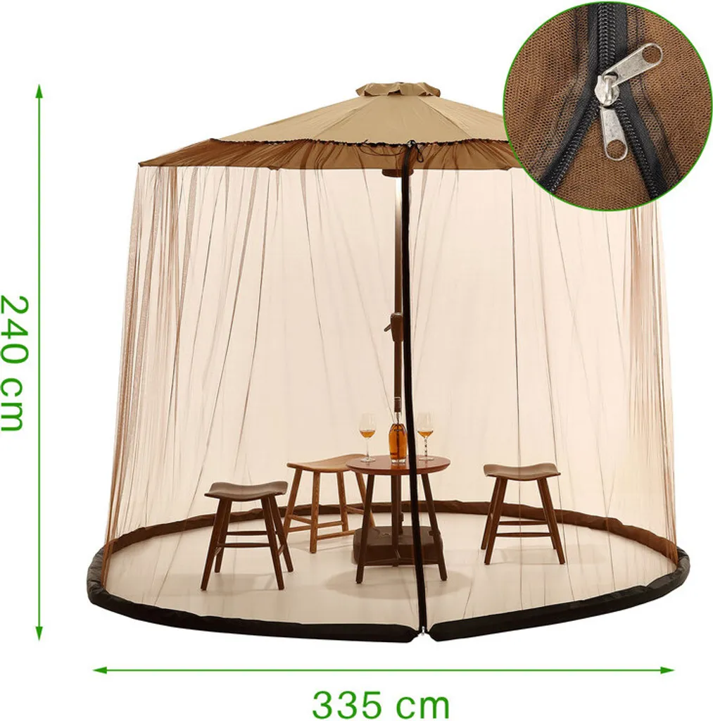 Filet de Protection pour Parasol Déporté Marron en Maille de Qualité