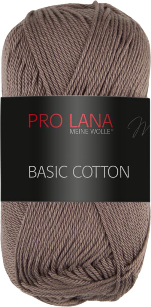A ball of brown yarn with a black label.