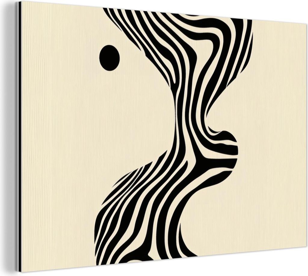 MuchoWow Wanddekoration Metall Metallbild Wandkunst 30x20 cm Beige - Linien - Gewellt - Abstrakt MuchoWow Aluminium Gemälde - Aluminiumgemälder