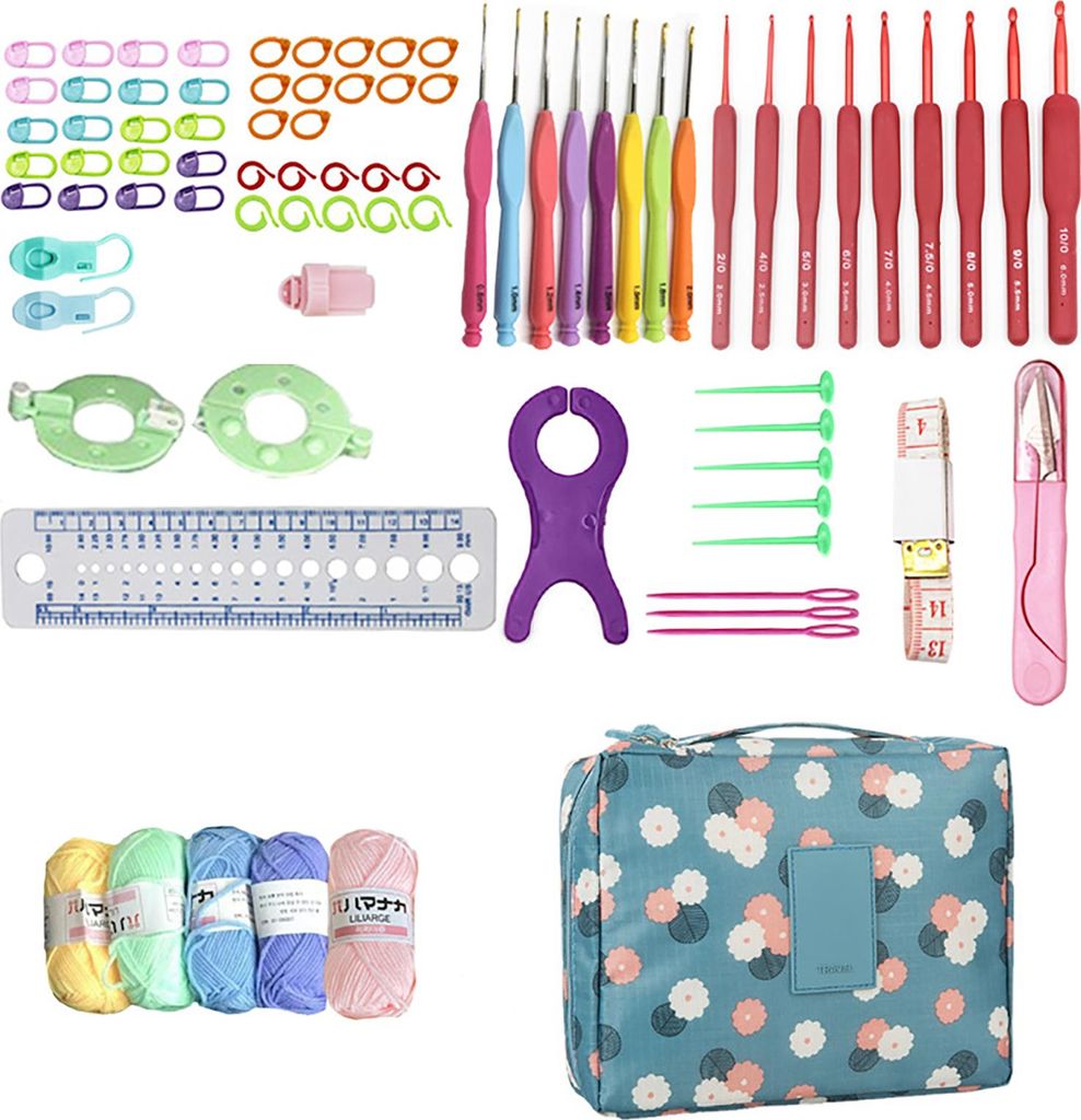 H?kelkit fr Anf?nger 82pcs H?kelzubeh?r Set Stricknadeln fr Erwachsene