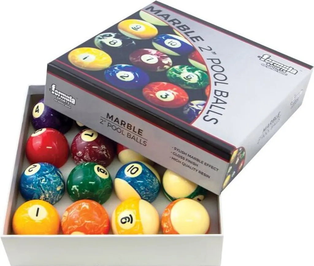 Set de Billes Billard Kelly Pool Marbre 2 1/4" pour Salle de Jeux