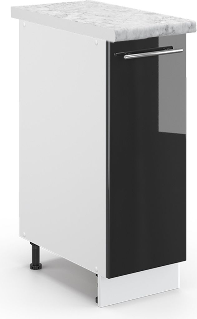 Apothekerschrank Vicco Fame-Line Anthrazit Hochglanz 30 cm , AP Marmor, Model 46624