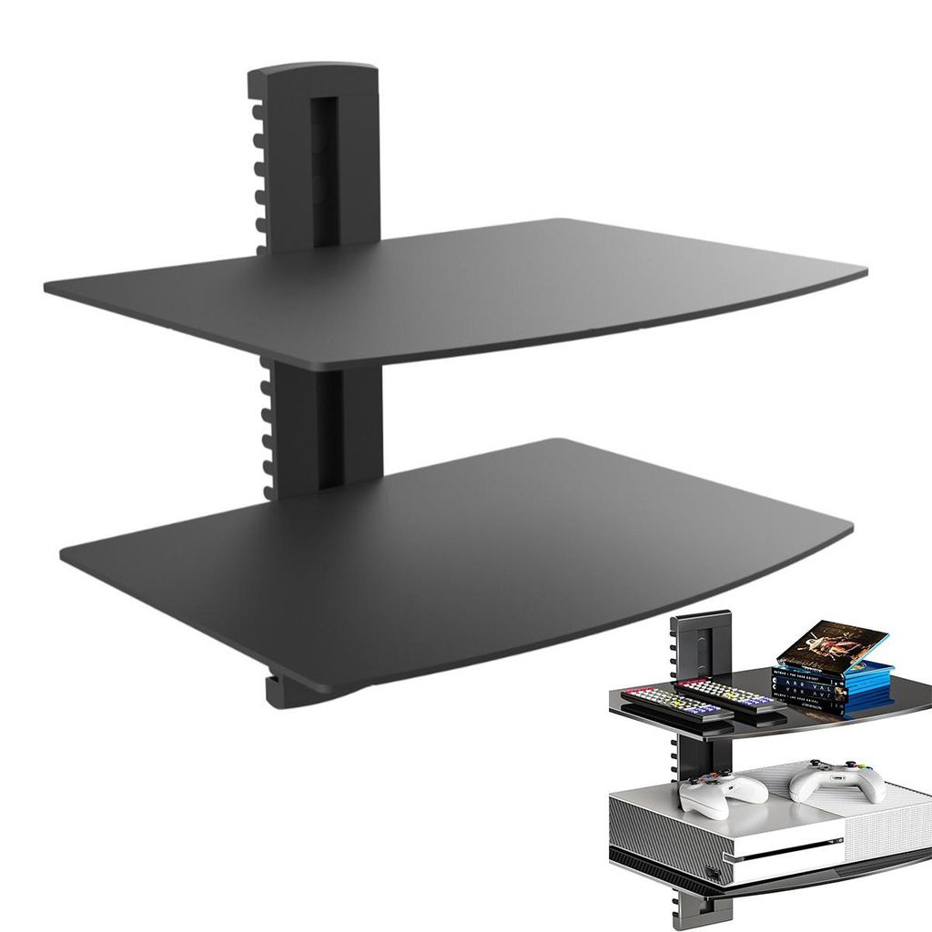 Floating Regal Multimedia Wandregal TV Rack Wandhalterung Mit Verstärktem Gehärtetem Glasregal Für DVD-Player/Kabel-Boxen/Spielkonsolen/TV Zubehör
